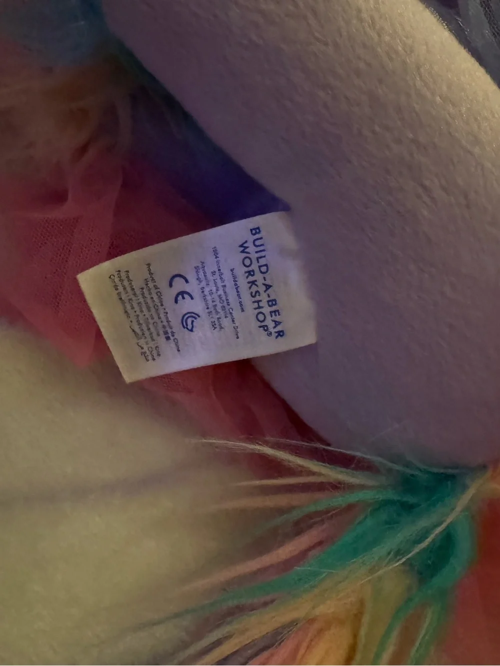 Build-A-Bear Purple Plush Unicorn with Pink Tutu and Rainbow Mane